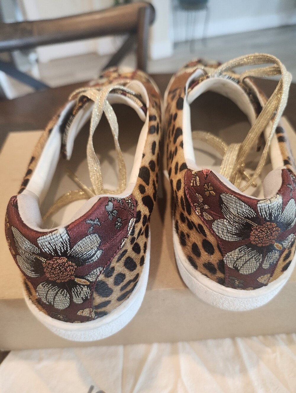 Johnny Was Leopard & Floral Lace-Up Sneakers in Brown - Picture 4 of 6